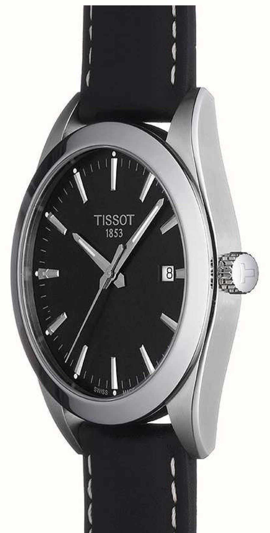 Men'S Tissot | Tissot Gentleman | Black Leather Strap | Black Dial