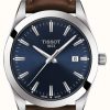 Men'S Tissot | Tissot Gentleman | Brown Leather Strap | Blue Dial