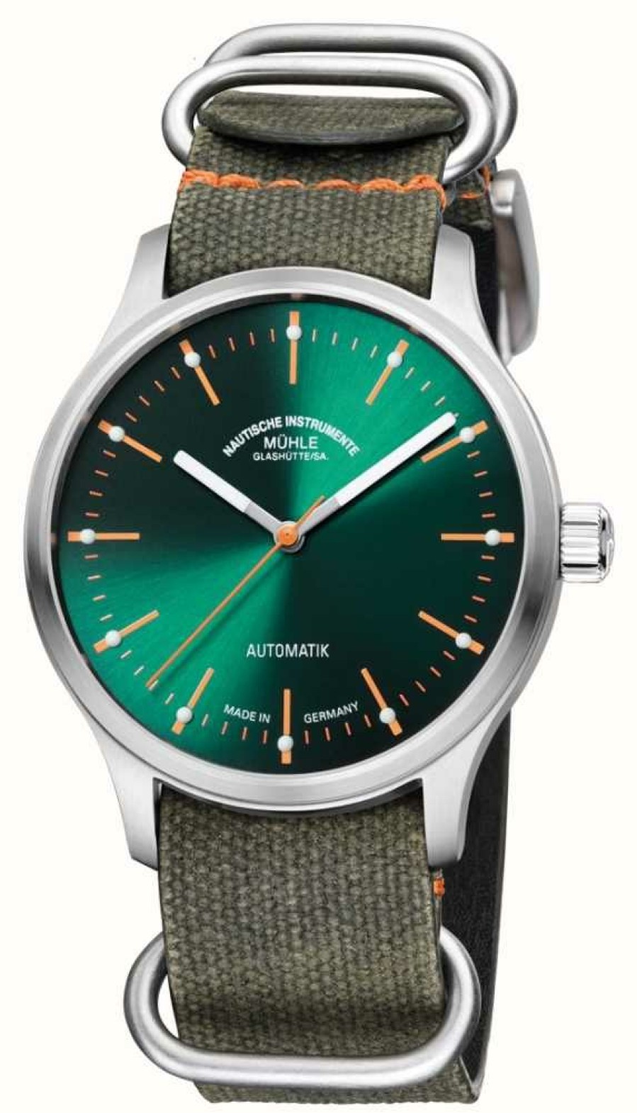 Women'S Muhle Glashutte | Muhle Glashutte Panova Green Automatic (40Mm) Green Sunray Dial / Green Nato Textile Strap