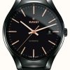 Men'S RADO | Rado True Round Automatic (40Mm) Black Dial / High-Tech Ceramic Bracelet