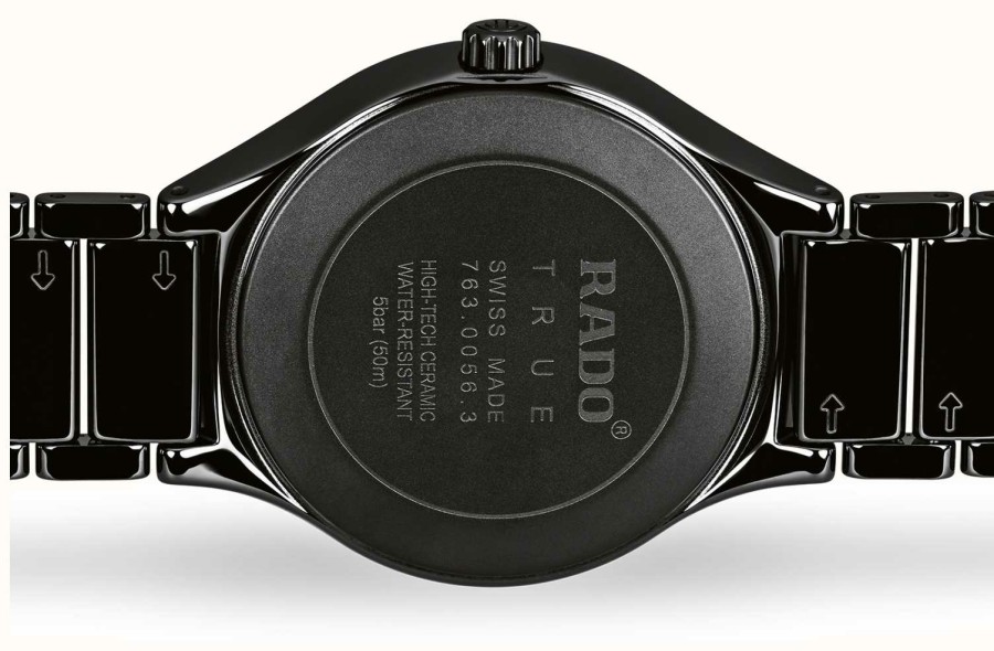 Men'S RADO | Rado True Round Automatic (40Mm) Black Dial / High-Tech Ceramic Bracelet