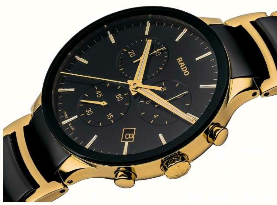 Men'S RADO | Rado Centrix Chronograph (40Mm) Black Dial / Black High-Tech Ceramic & Pvd Stainless Steel