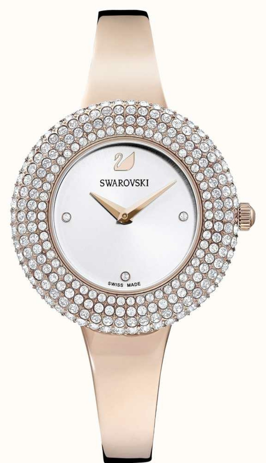 Women'S Swarovski | Swarovski Crystal Rose (34Mm) Silver Dial / Rose-Gold Pvd Stainless Steel