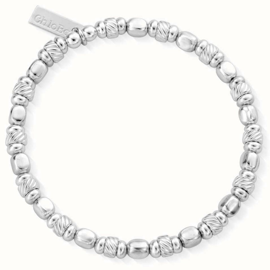 Jewelry ChloBo Jewellery | Chlobo | Women'S Twisted Cube Filler Bracelet | 925 Sterling Silver