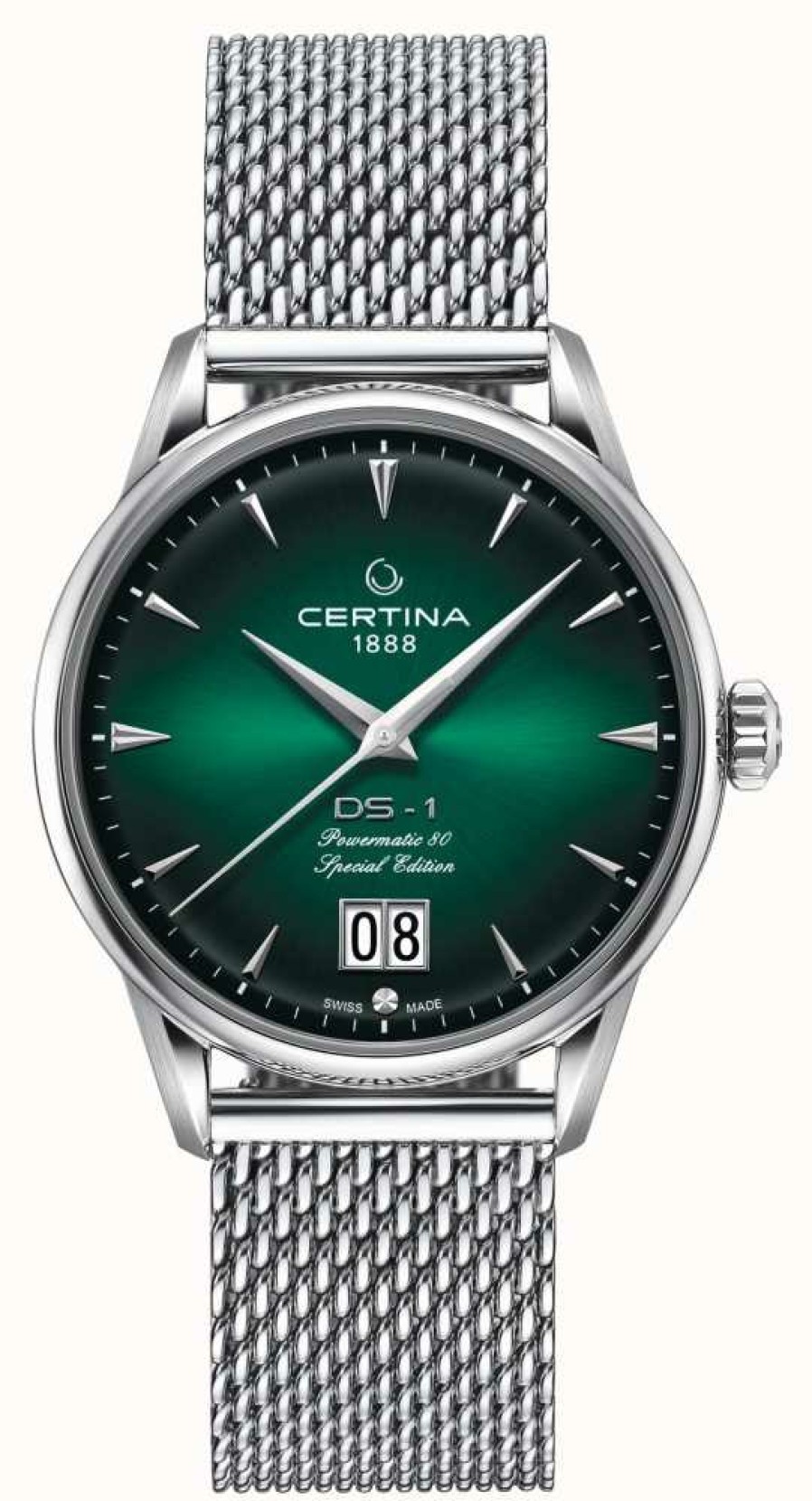 Men'S Certina | Certina Ds-1 Special Edition Big Date | Powermatic 80 | Silver Mesh