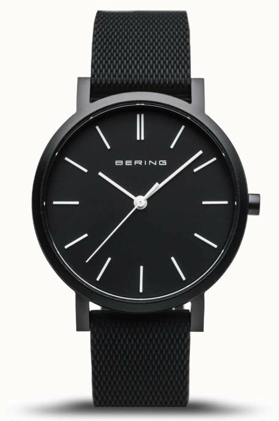 Women'S Bering | Bering | True Aurora | Black Rubber Strap | Black Dial