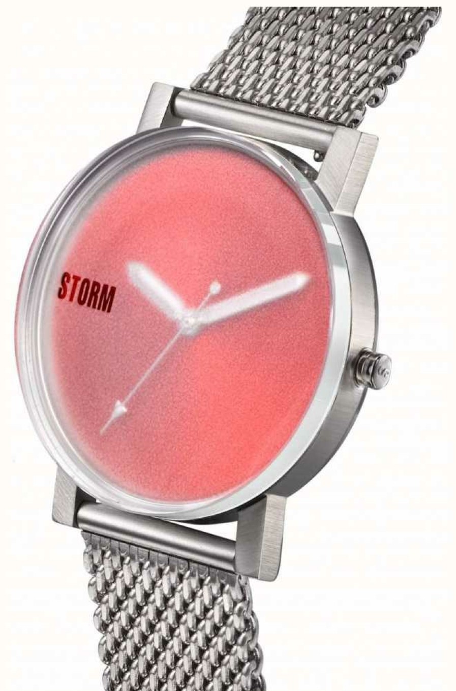 Men'S STORM | Storm | New Blast V2 Mesh Red | Silver Mesh Bracelet | Red Dial