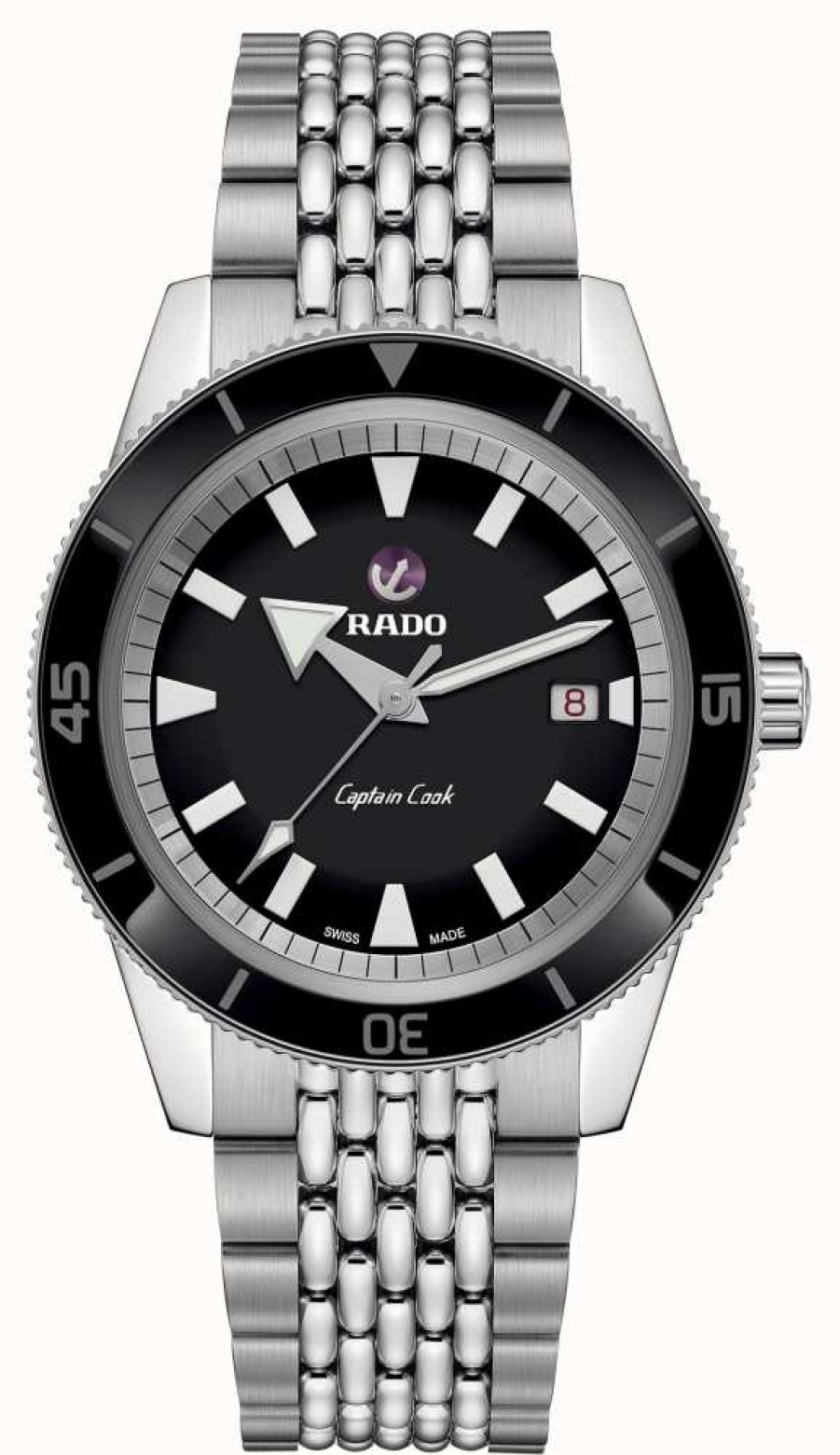 Men'S RADO | Rado Captain Cook Automatic (42Mm) Black Dial / 5-Link Stainless Steel Bracelet