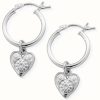 Jewelry ChloBo Jewellery | Chlobo | Women'S Patterned Heart Hoops | Sterling Silver