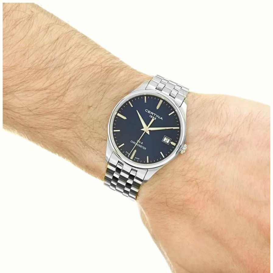 Men'S Certina | Certina Ds-8 Chronometer | Stainless Steel Bracelet | Blue Dial