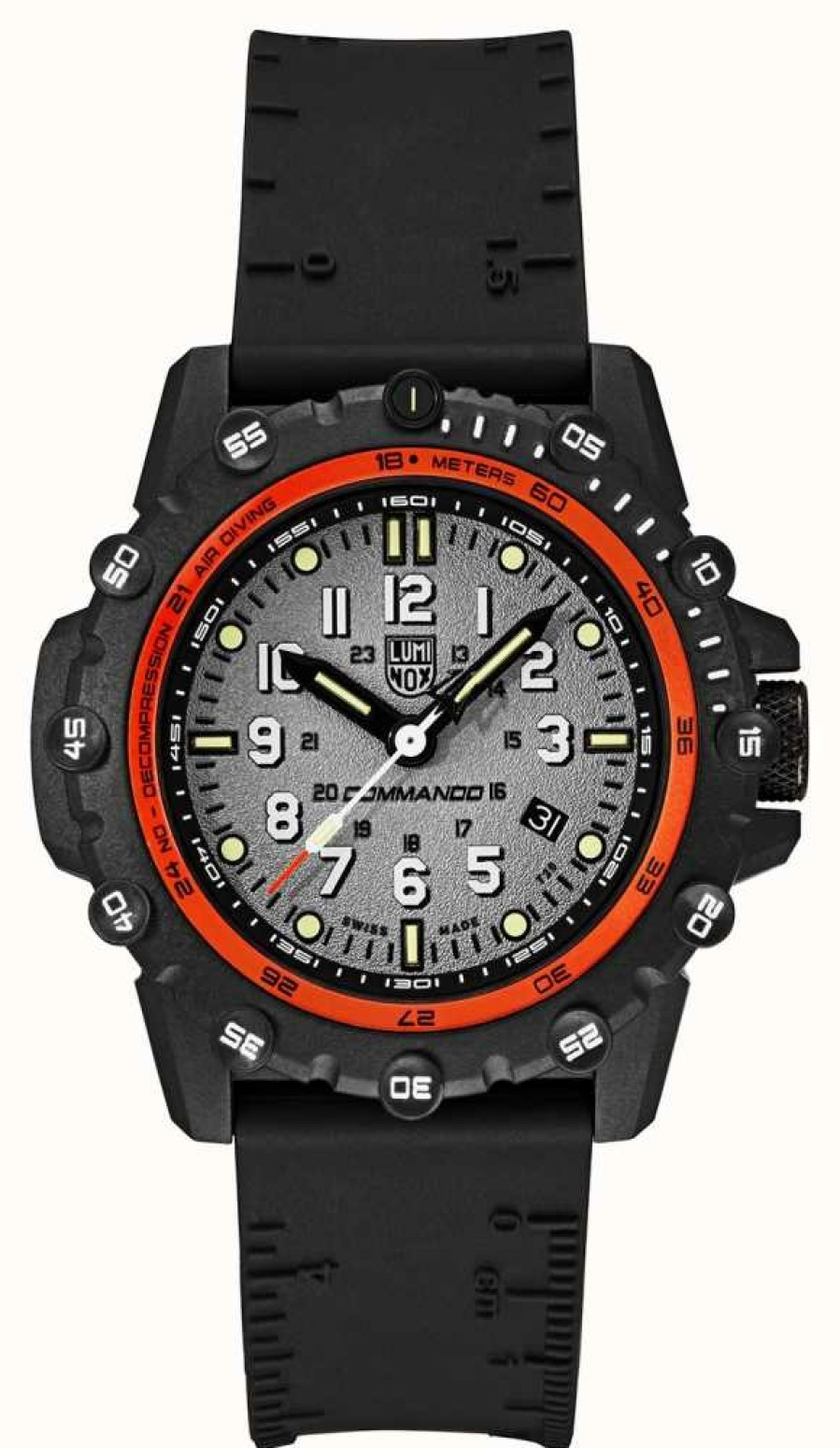 Men'S Luminox | Luminox Commando Frogman 3300 Series | 46Mm | Black Rubber Strap