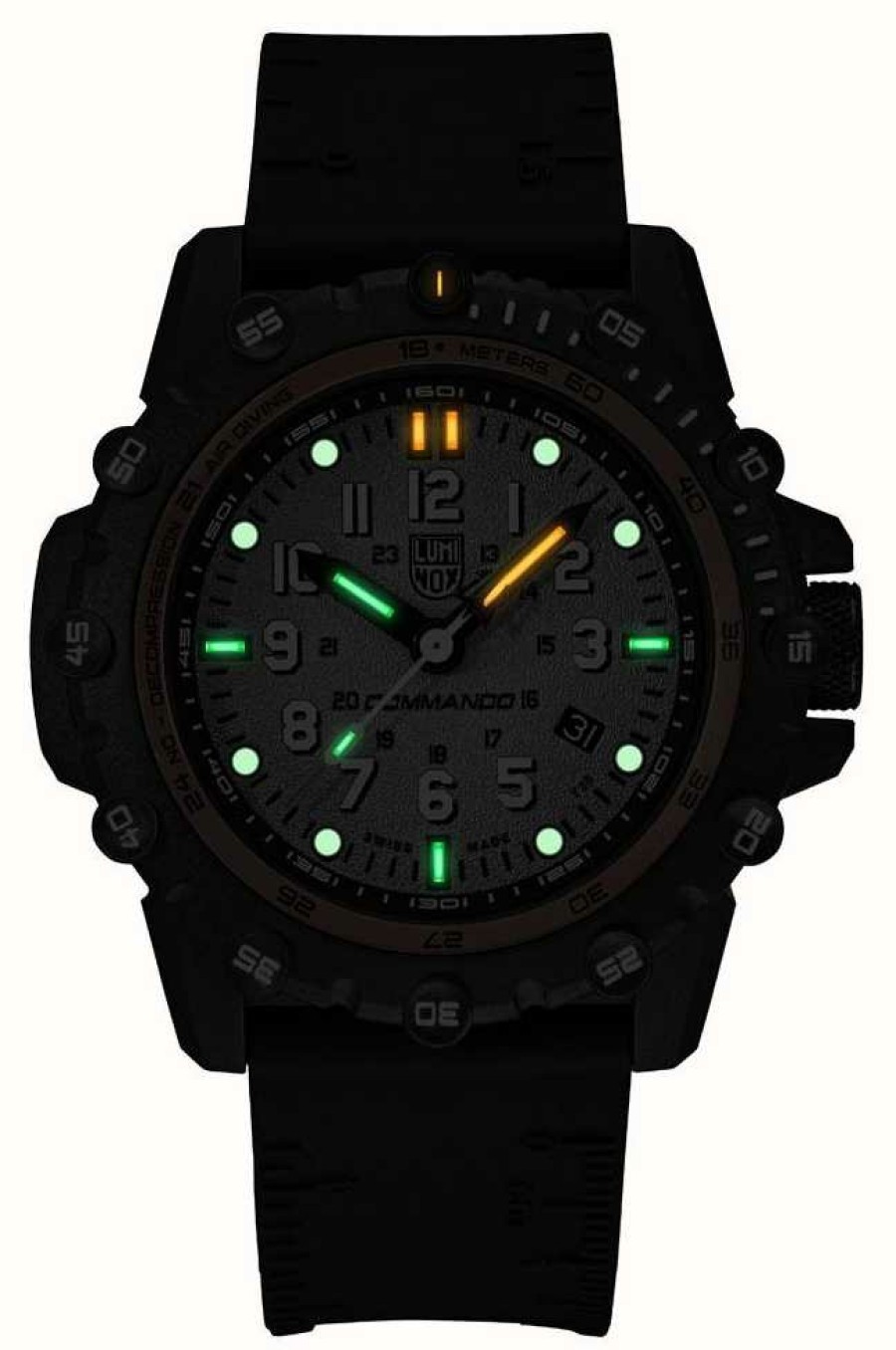 Men'S Luminox | Luminox Commando Frogman 3300 Series | 46Mm | Black Rubber Strap