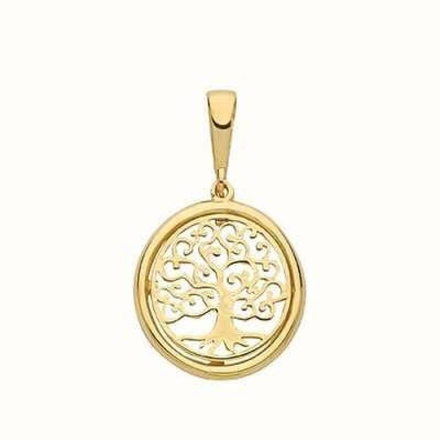 Jewelry James Moore | James Moore Th 9Ct Yellow Gold Tree Of Life 1.5Cm 2.2Cm Drop Pendant Only