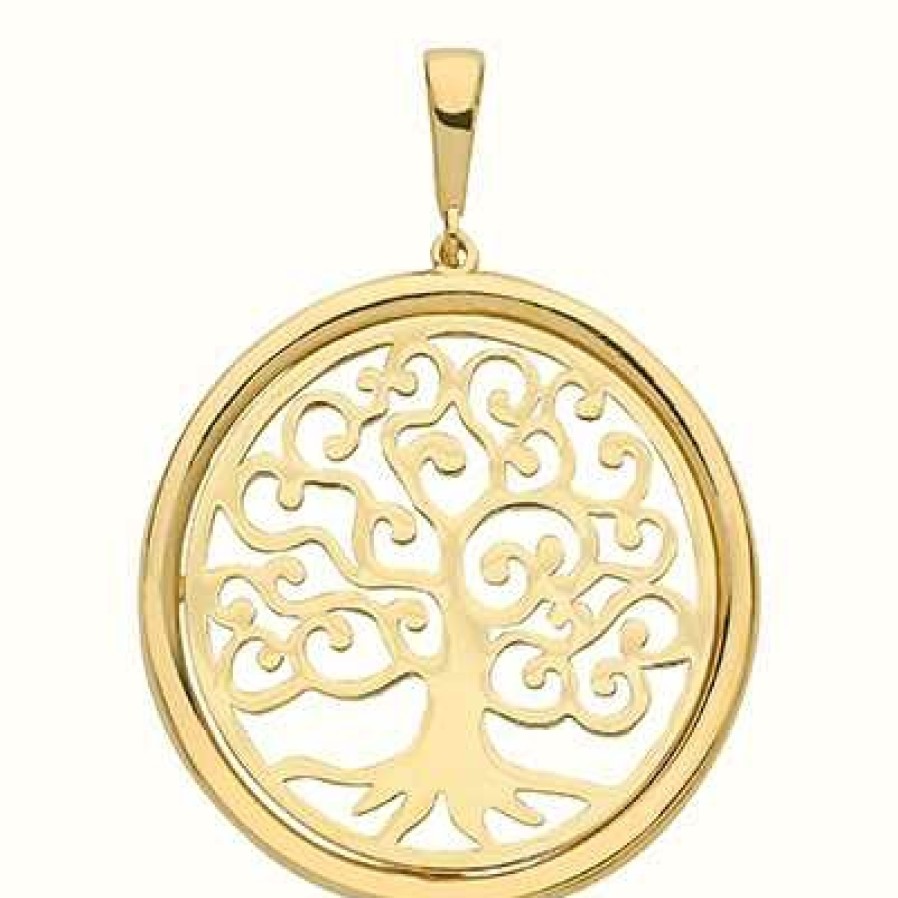 Jewelry James Moore | James Moore Th 9Ct Yellow Gold Tree Of Life 2.4Cm 3Cm Drop Pendant Only