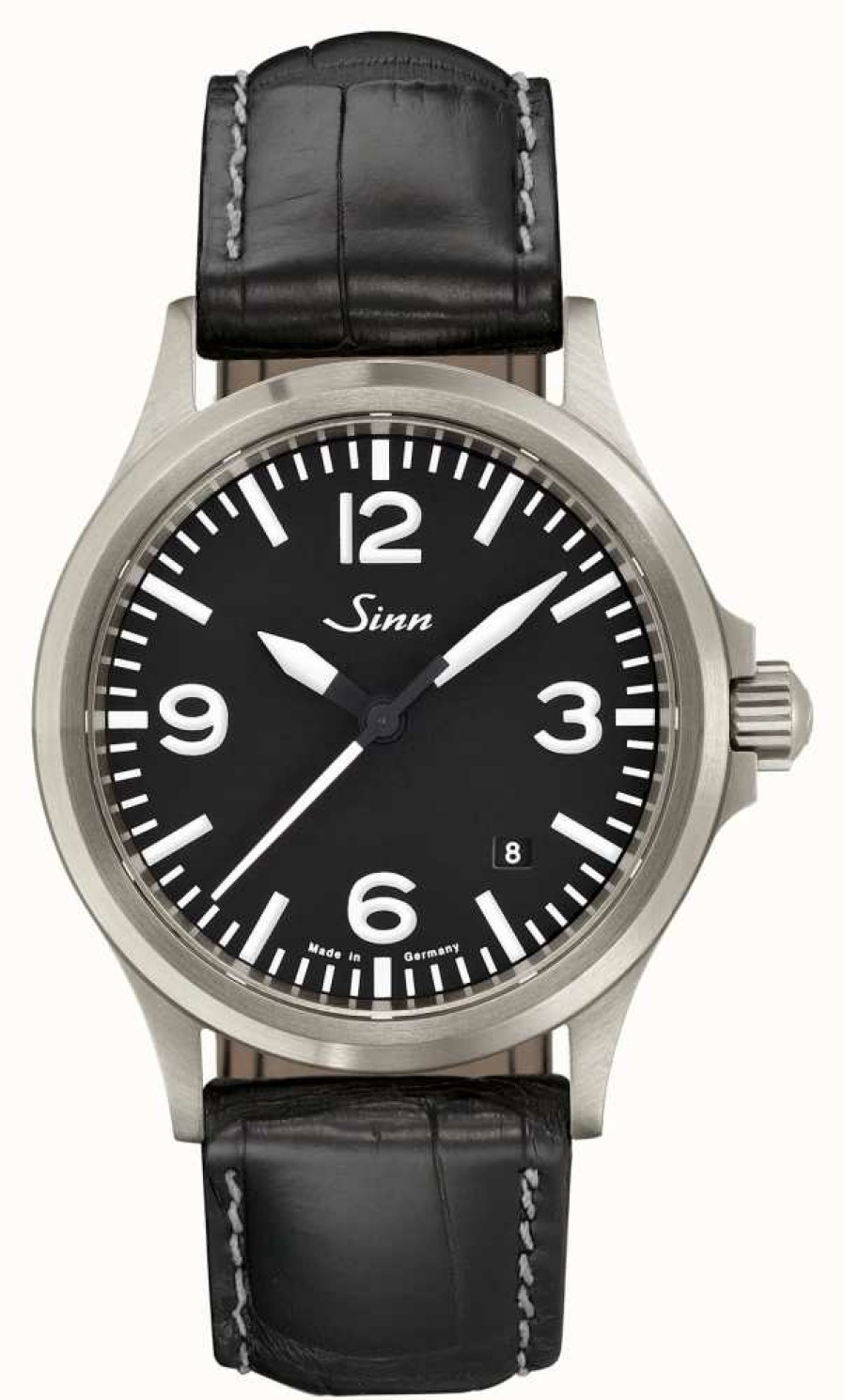 Men'S Sinn | Sinn 556 A Sports Sapphire Glass Alligator Embossed Leather Strap