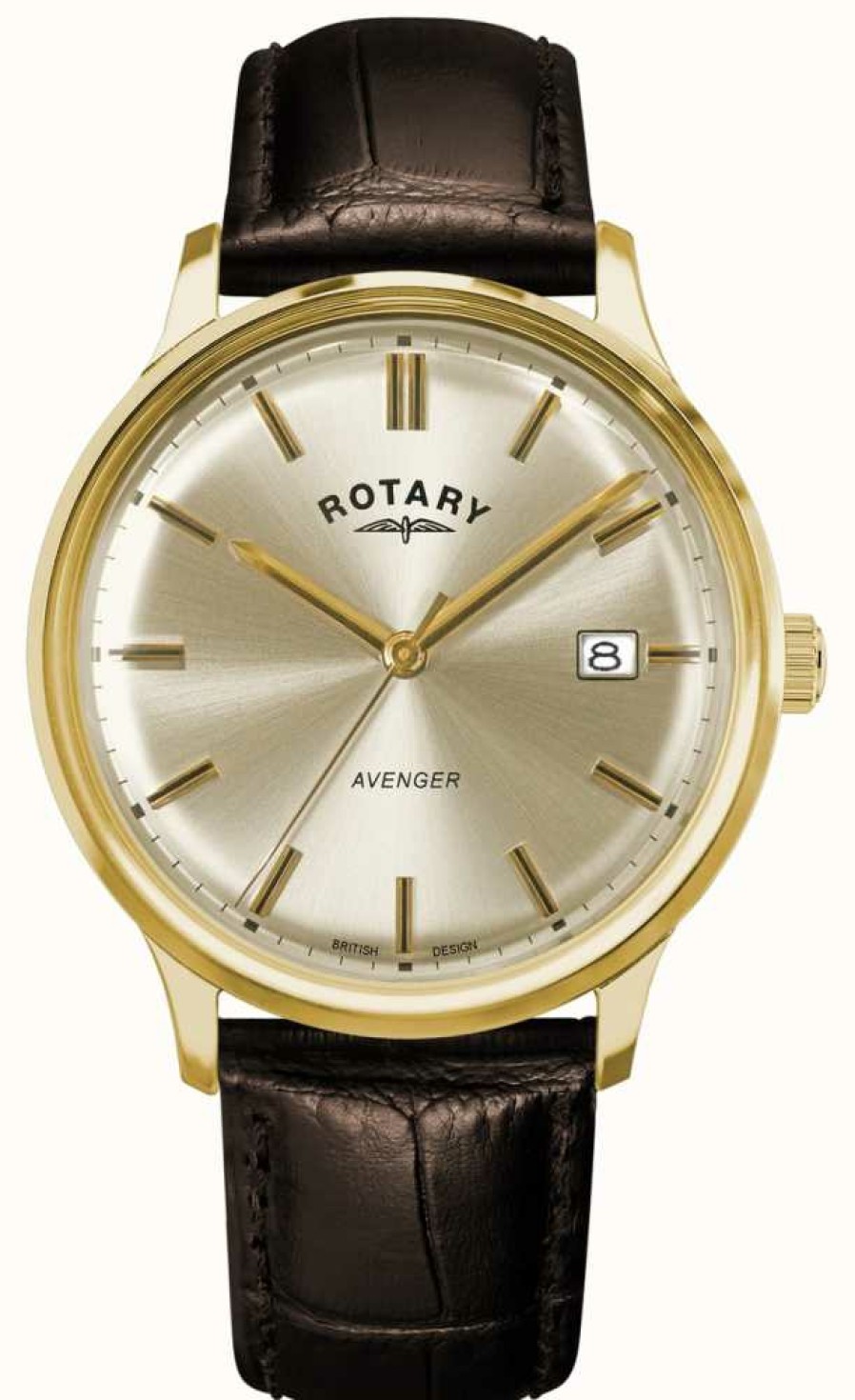 Men'S Rotary | Rotary Men'S Avenger | Brown Leather Strap | Champagne Dial