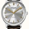 Men'S Rotary | Rotary Men'S Avenger | Brown Leather Strap | Silver Dial