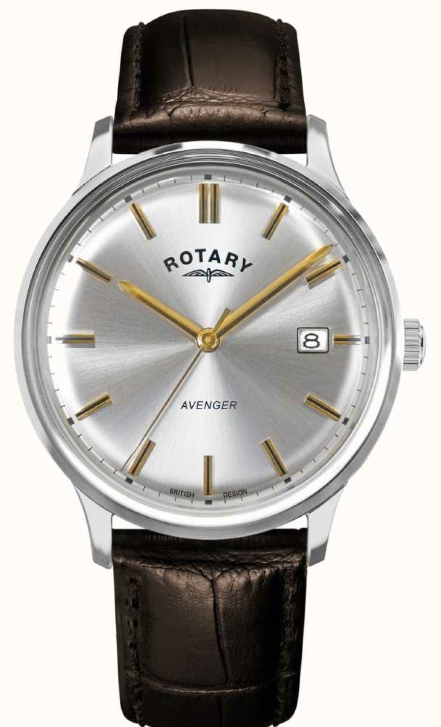 Men'S Rotary | Rotary Men'S Avenger | Brown Leather Strap | Silver Dial