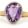 Jewelry Elements Gold | Elements Gold 9Ct Y/G Off Shape Amethyst Diamond Ring Size Eu 54 (Uk N )