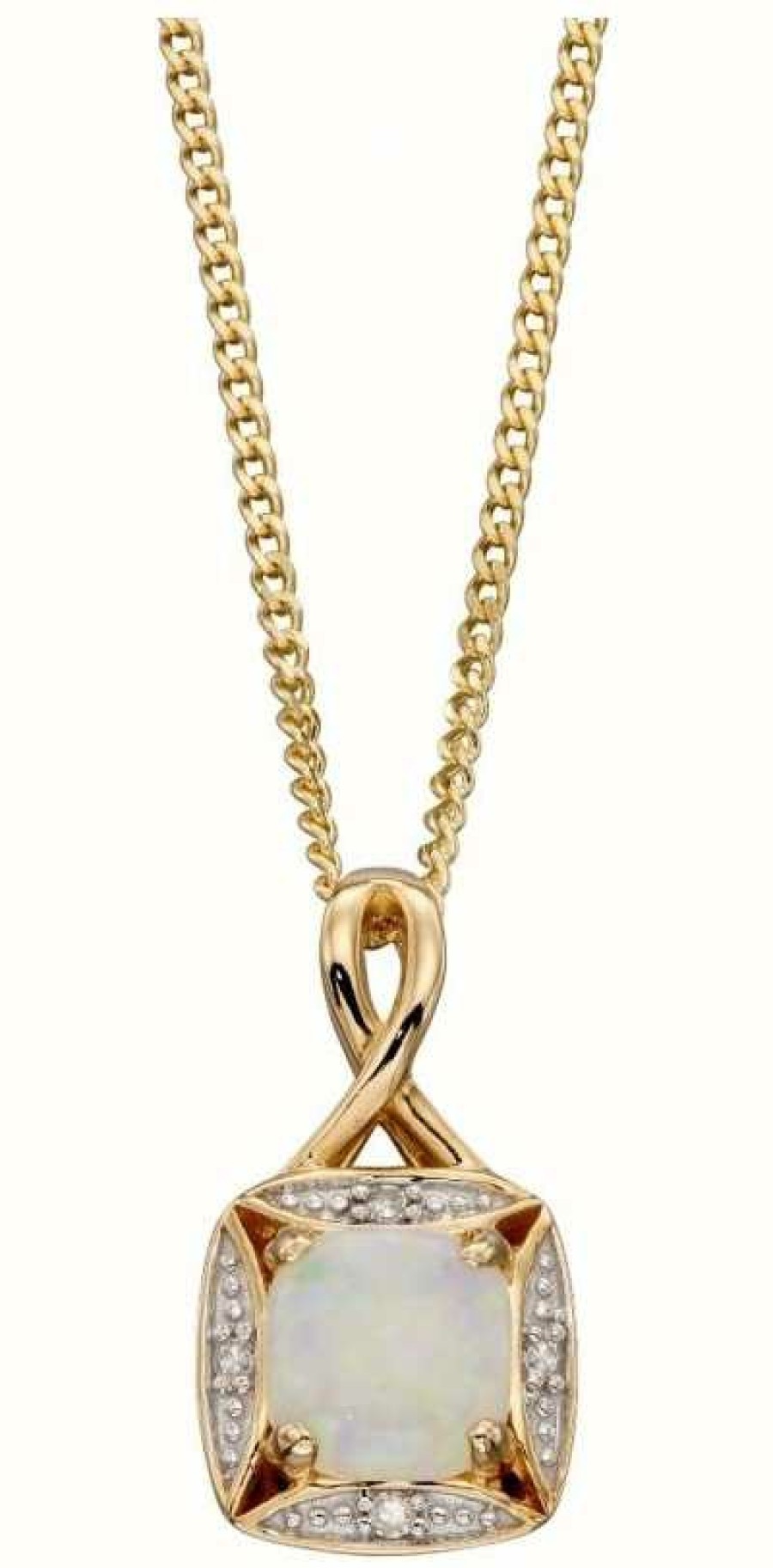 Jewelry Elements Gold | Elements Gold 9Ct Y/G Opal Diamond Twist Bail Pendant Only