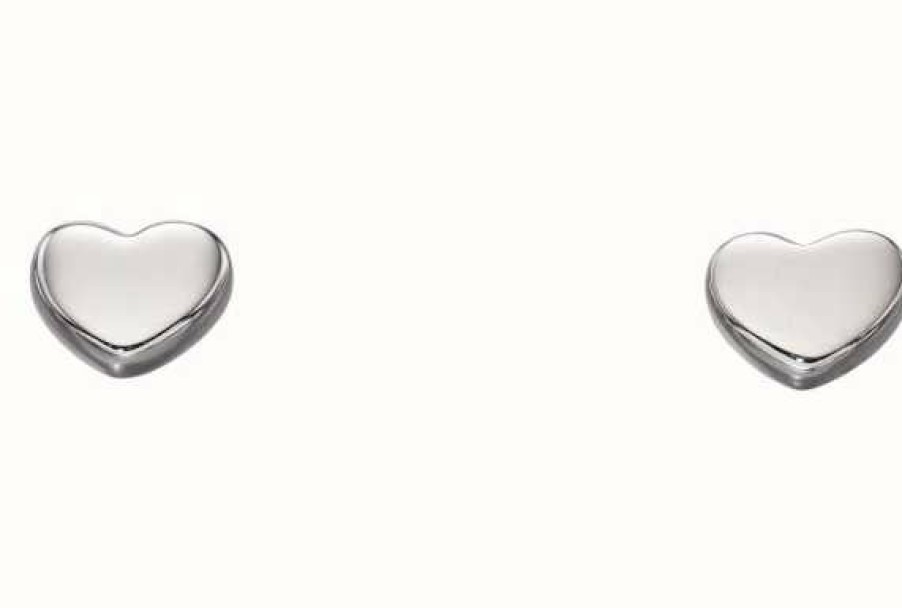 Jewelry Elements Gold | Elements Gold 9Ct White Gold Small Heart Stud Earrings