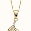 Jewelry Elements Gold | Elements Gold 9Ct Y/G W/G Centre Feather Pendant