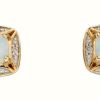 Jewelry Elements Gold | Elements Gold 9Ct Yellow Gold Square Diamond And Opal Studs