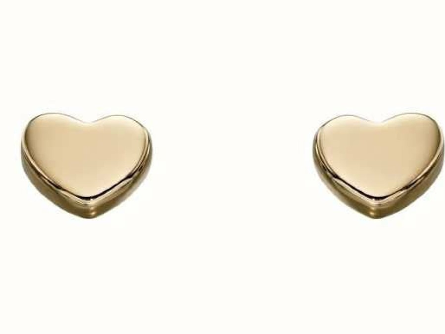 Jewelry Elements Gold | Elements Gold 9Ct Yellow Gold Small Heart Stud Earrings