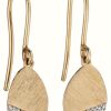 Jewelry Elements Gold | Elements Gold 9Ct Yellow Gold Matte Oval Diamond Drop Earrings