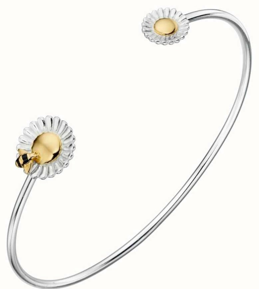 Jewelry Elements Silver | Elements Silver Silver / Gold Plated Bee Daisy Bangle