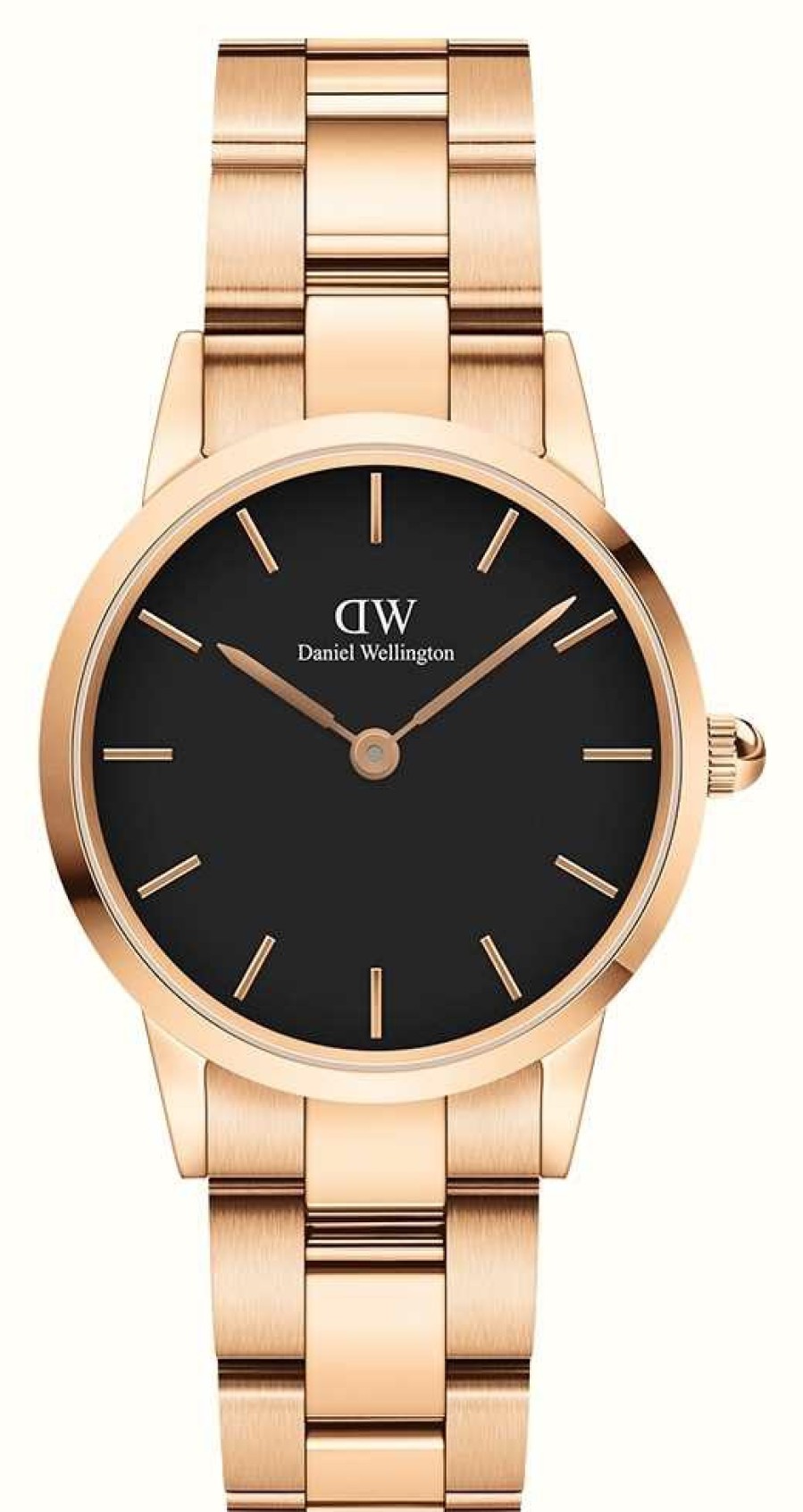 Men'S Daniel Wellington | Daniel Wellington Iconic Link (28Mm) Black Dial / Rose-Gold Pvd Stainless Steel