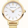 Women'S Bering | Bering Women'S Gold Mesh Bracelet | White Dial