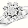 Jewelry James Moore | James Moore Th 9Ct White Gold Illusion Diamond Flower Cluster Ring Size M