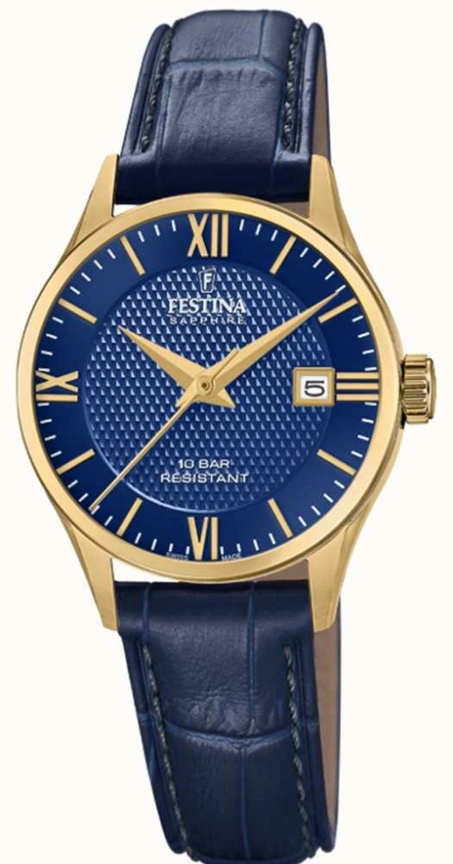 Women'S Festina | Festina Women'S Swiss Made | Blue Leather Strap | Blue Dial