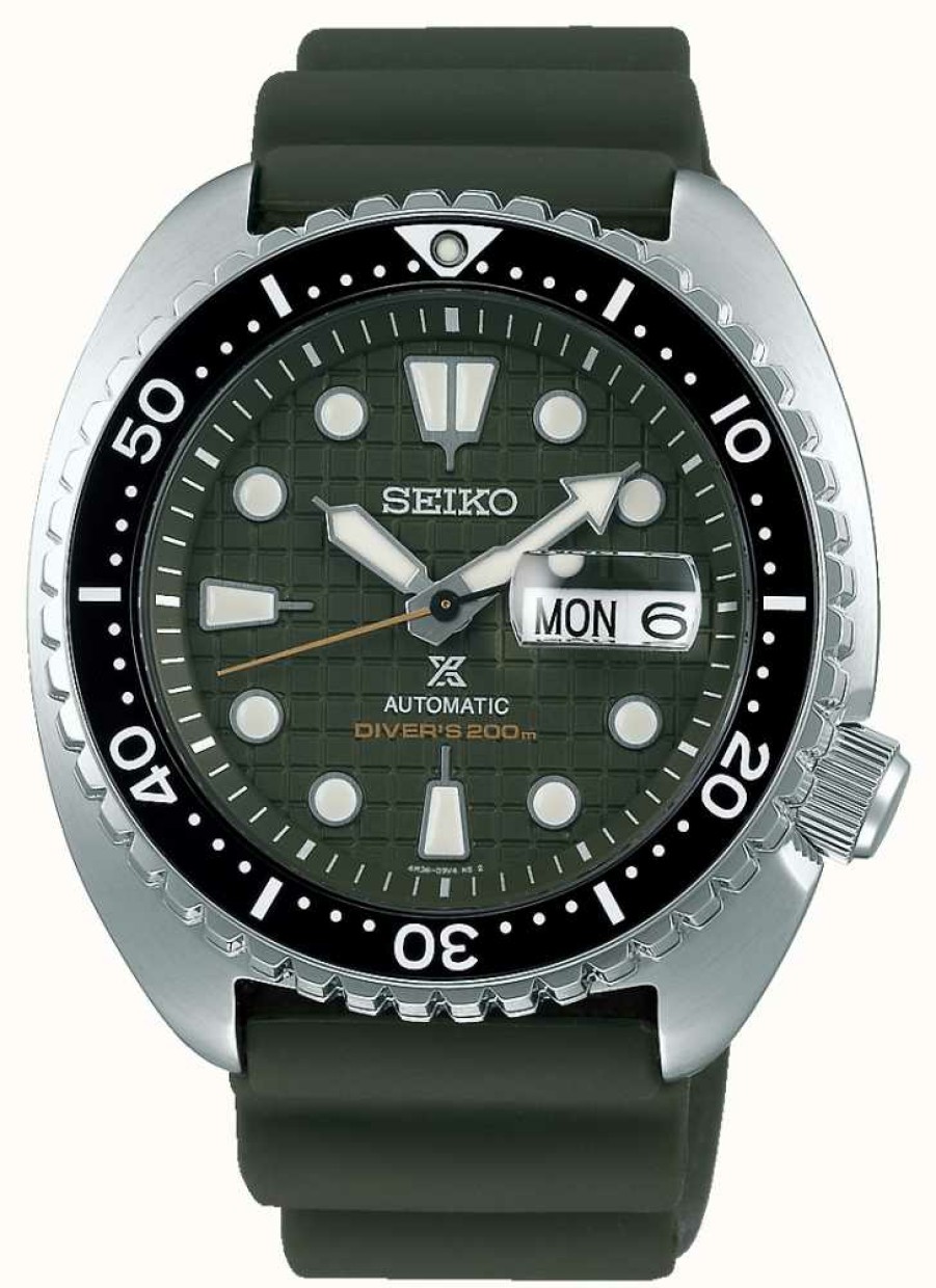 Men'S Seiko | Seiko Prospex Men'S Automatic Mechanical | Khaki Rubber Strap | Khaki Dial