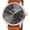 Men'S Muhle Glashutte | Muhle Glashutte Panova Grey Automatic (40Mm) Grey Sunray Dial / Brown Nato Leather Strap