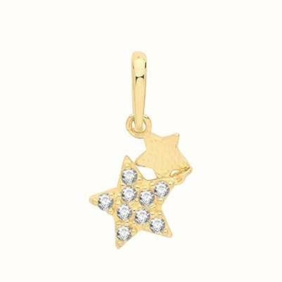 Jewelry James Moore | James Moore Th 9Ct Yellow Gold Star Double Drop Pendant Only