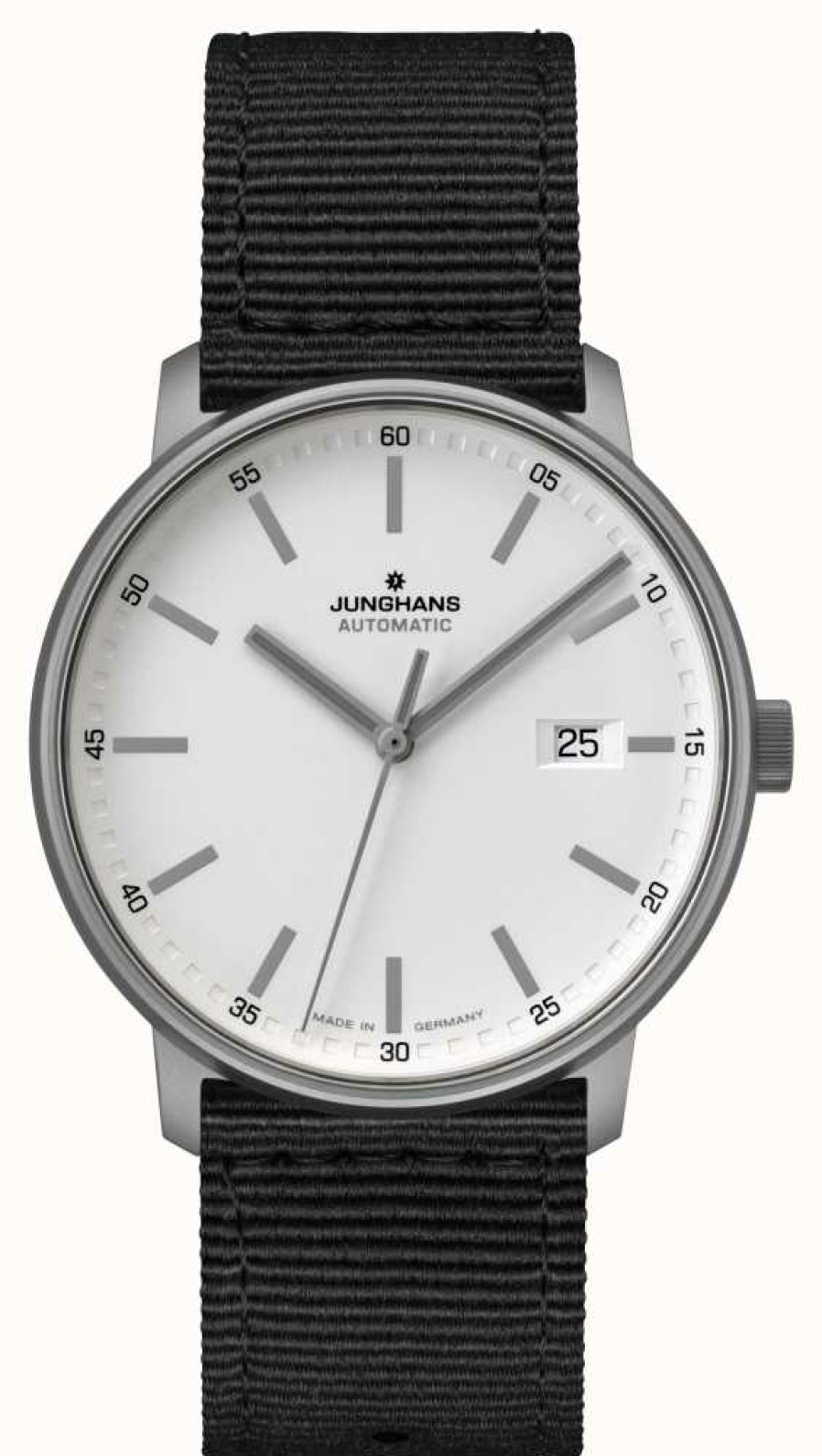 Men'S Junghans | Junghans Form A | Titan | Automatic | Black Nato Strap | White Dial