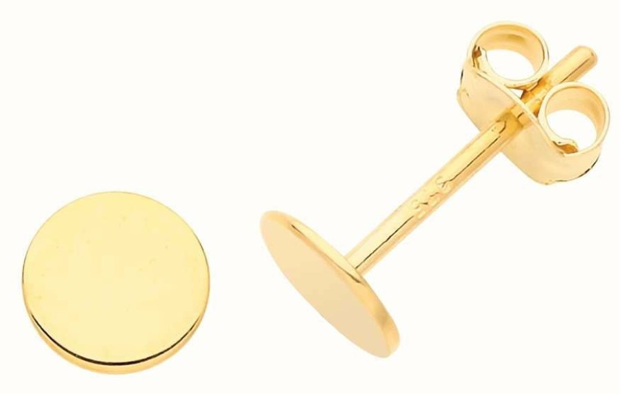 Jewelry James Moore | James Moore Th 9Ct Gold Flat Circle Stud Earrings