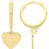 Jewelry James Moore | James Moore Th 9Ct Gold Heart Drop Hoop Earrings