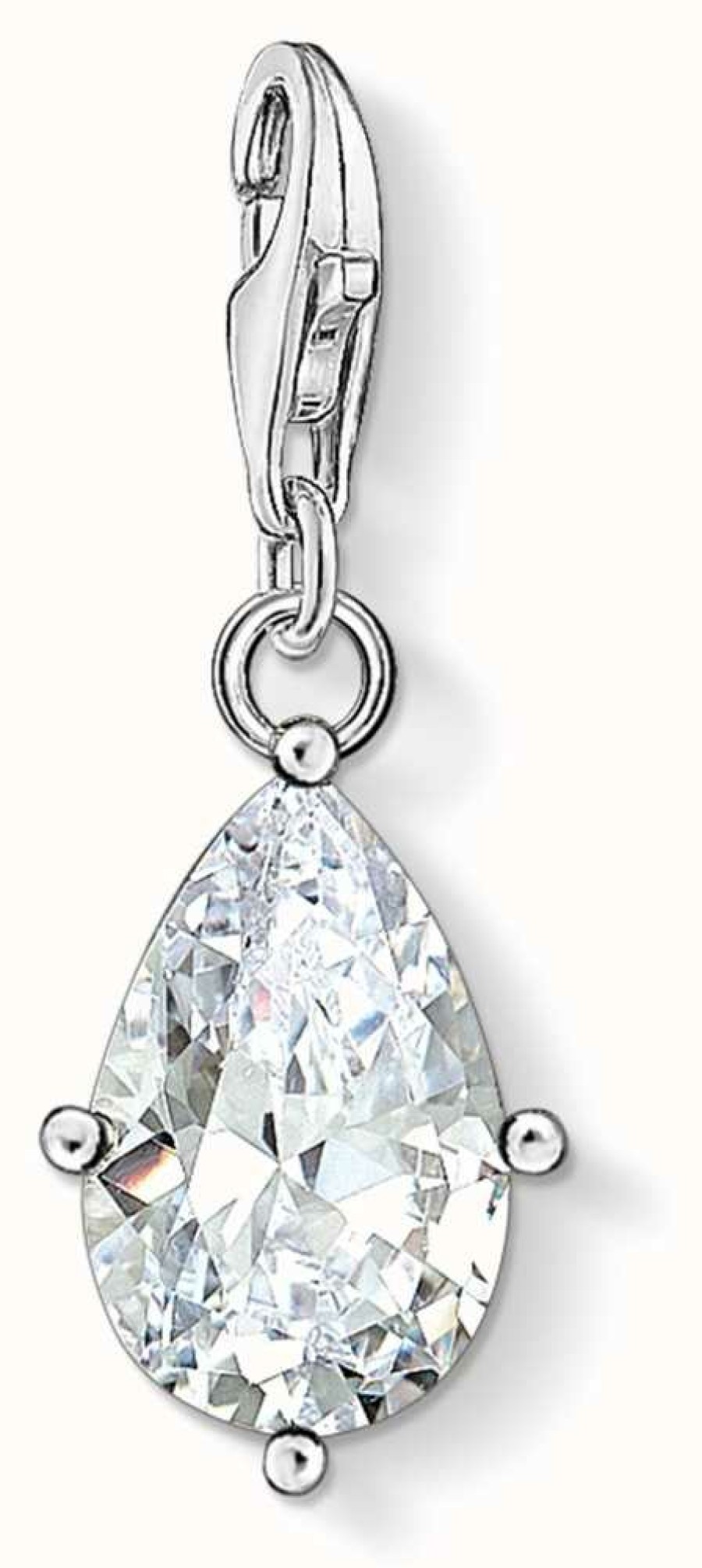 Jewelry Thomas Sabo Jewellery | Thomas Sabo | Charm Pendant White Stone Droplet | Sterling Silver