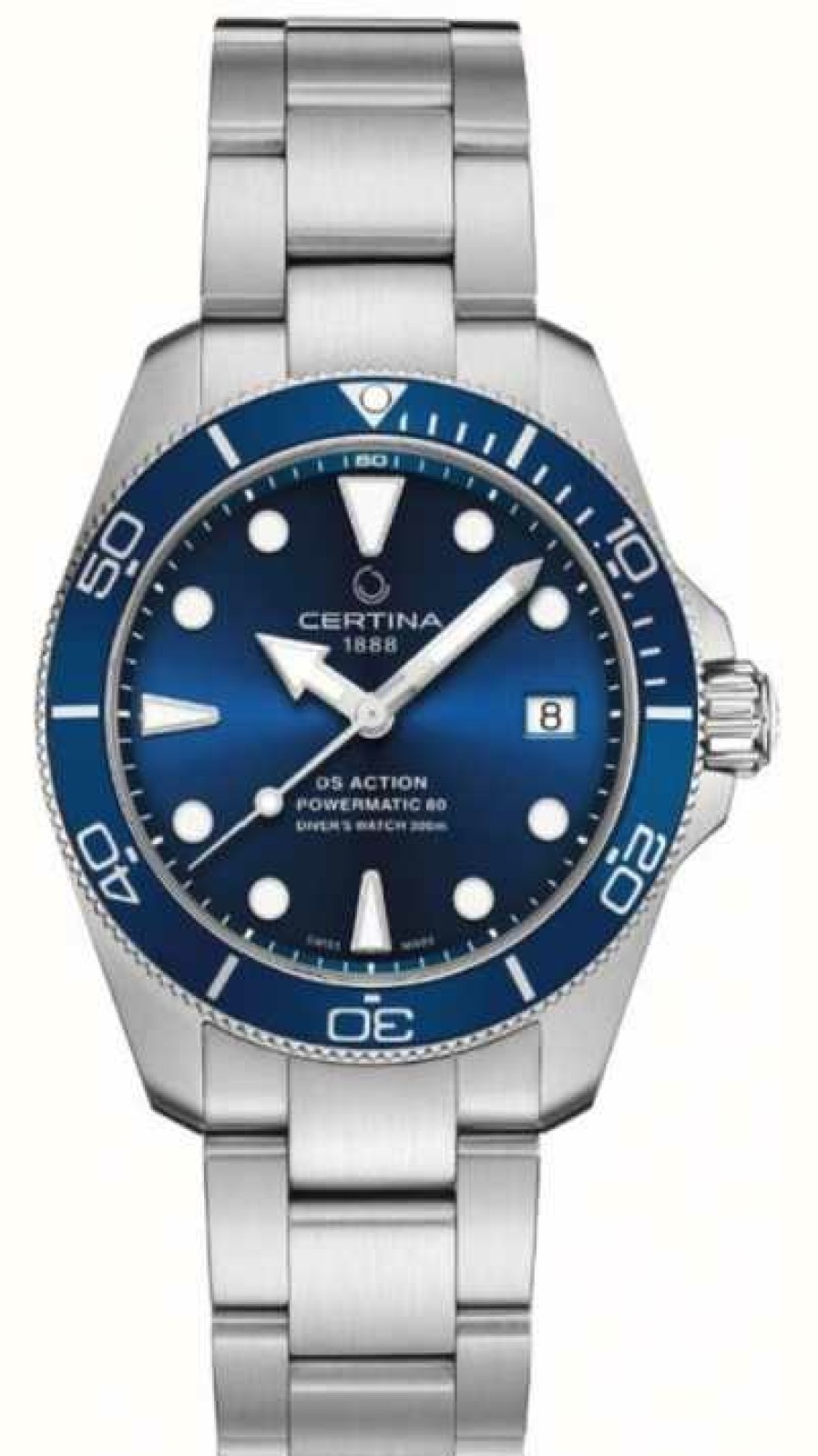 Men'S Certina | Certina Ds Action Diver | 38Mm | Powermatic 80 | Stainless Steel