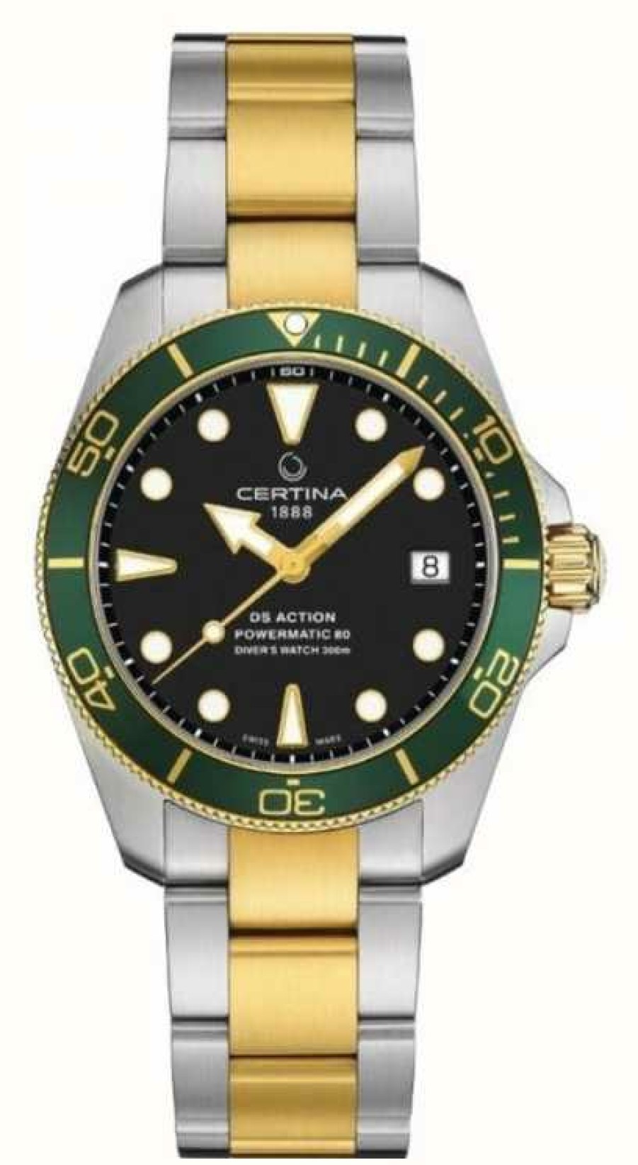 Men'S Certina | Certina Ds Action Diver | 38Mm | Powermatic 80 | Two Tone