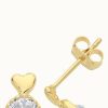 Jewelry James Moore | James Moore Th 9Ct Gold Cz Heart Drop Stud Earrings