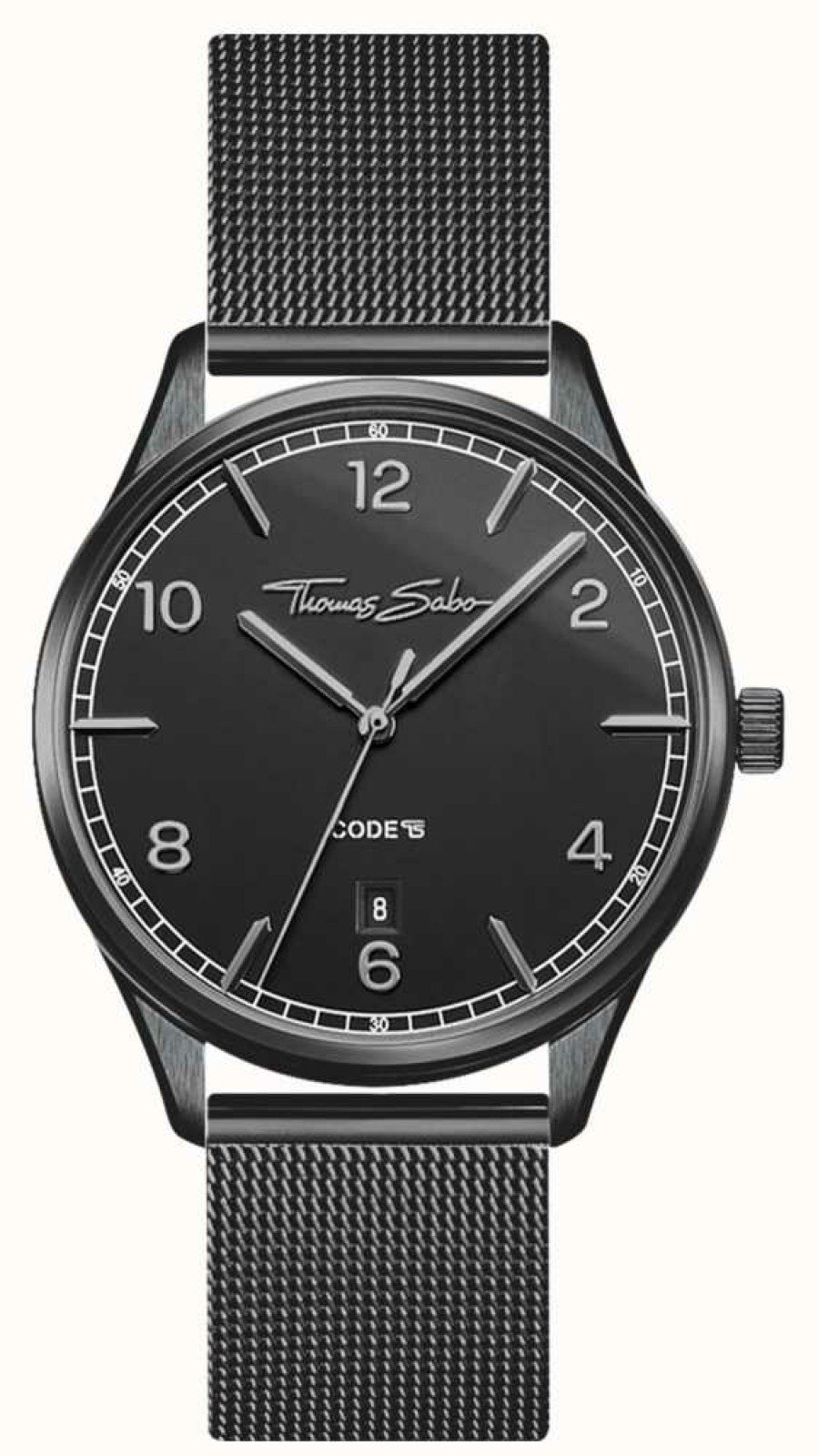 Women'S Thomas Sabo | Thomas Sabo | Glam And Soul | Women'S Black Mesh Bracelet | Black Dial