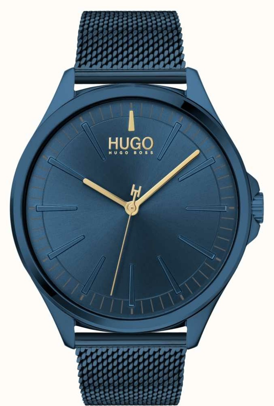 Men'S HUGO | Hugo #Smash | Blue Steel Mesh Bracelet | Blue Dial