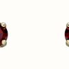 Jewelry Elements Gold | Elements Gold 9K Yellow Gold Red Garnet January Birthstone Studs