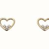 Jewelry Elements Gold | Elements Gold 9Ct Yellow Gold 3 Stone Open Heart Diamond Stud Earrings