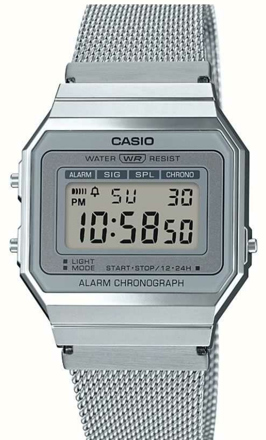 Women'S Casio | Casio | Vintage | Steel Mesh Bracelet | Stop-Watch | Led Backlight