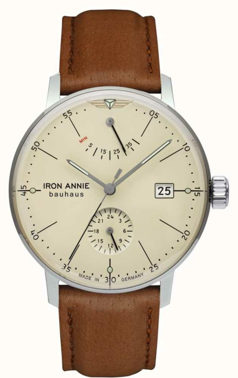 Jewelry Iron Annie | Iron Annie Bauhaus | Automatic | Light Brown Leather Strap | Beige Dial